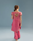 Dolly Heart Puff Sleeves - Fuchsia Pink