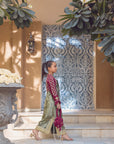 MIA Gown & Bolero - Sage & Kashmiri Chai Pink Velvet Set