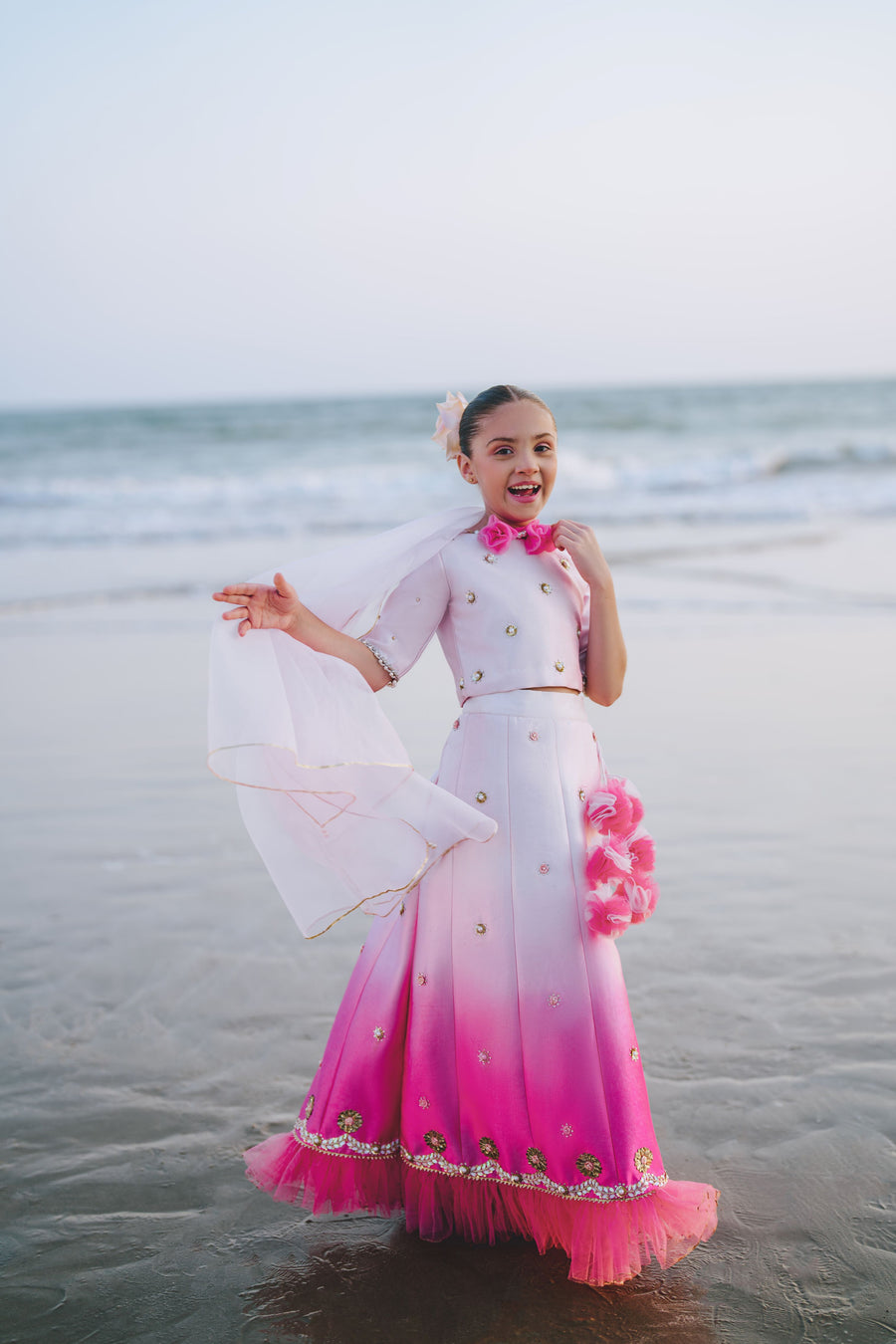 Peony Ombré & Sparkle Lengha & Choli Set