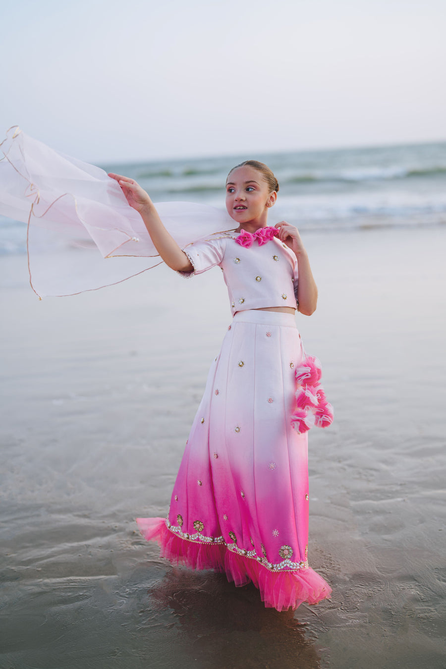 Peony Ombré & Sparkle Lengha & Choli Set