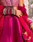 Hot Pink/Maroon Divya Kundan & Pearl Bangles