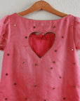Dolly Heart Puff Sleeves - Fuchsia Pink