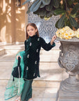 ISABELLA – Bottle Green Kamiz & Frill Pant Set