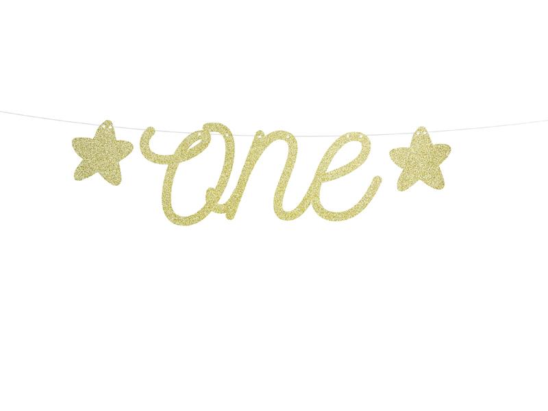 One - 1st Bday Banner Gold