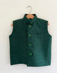 M&M Boys Silk Waistcoat Emerald Green